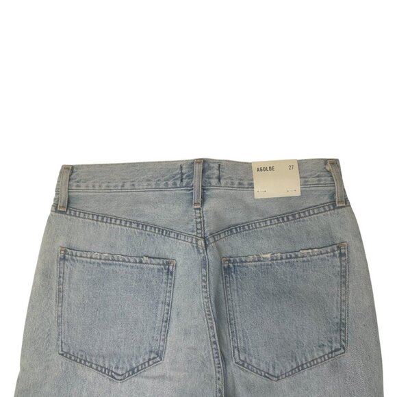 New Agolde Riley High Rise Straight Leg Crop Jeans Size 27 In Shatter Wash Blue - Picture 7 of 16